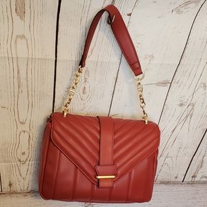 Time and Tru recycled materials Mimi puffer quilted envelope style handbag red